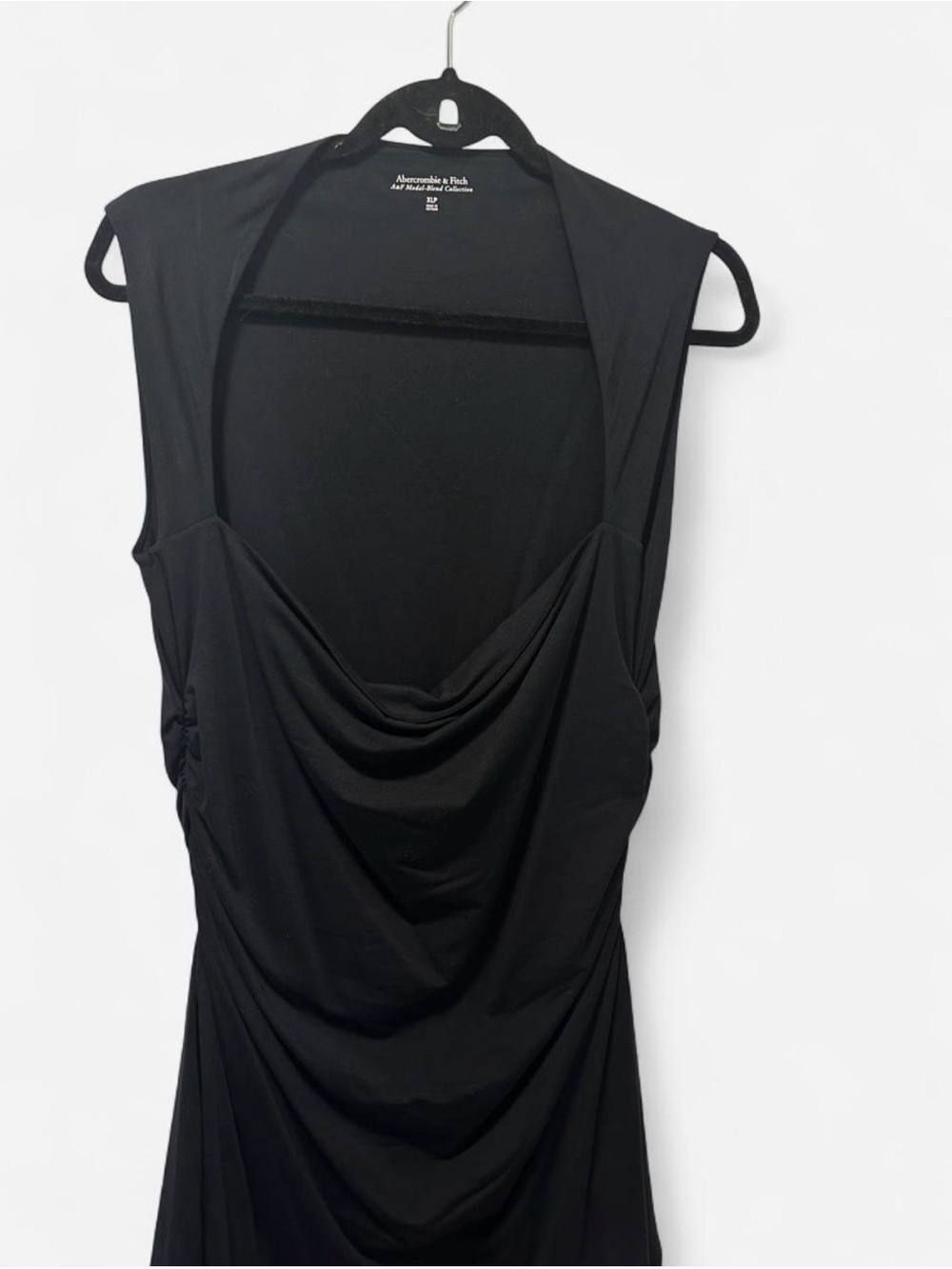 Abercrombie & Fitch black mini dress with cowl neck and ruched detailing